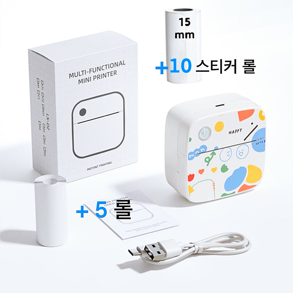 블루투스 사진출력과 스티커 프린터 세트, 1세트, Mini Printer LX-D2 추천