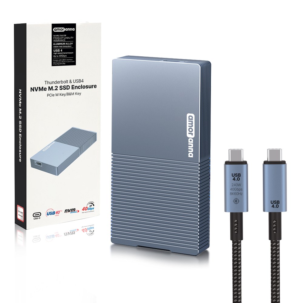 아모란나 NVMe 초고속 SSD 외장하드 케이스 40Gbps USB4 썬더볼트4 호환 인클로저 ASM2464PD, 1개 추천