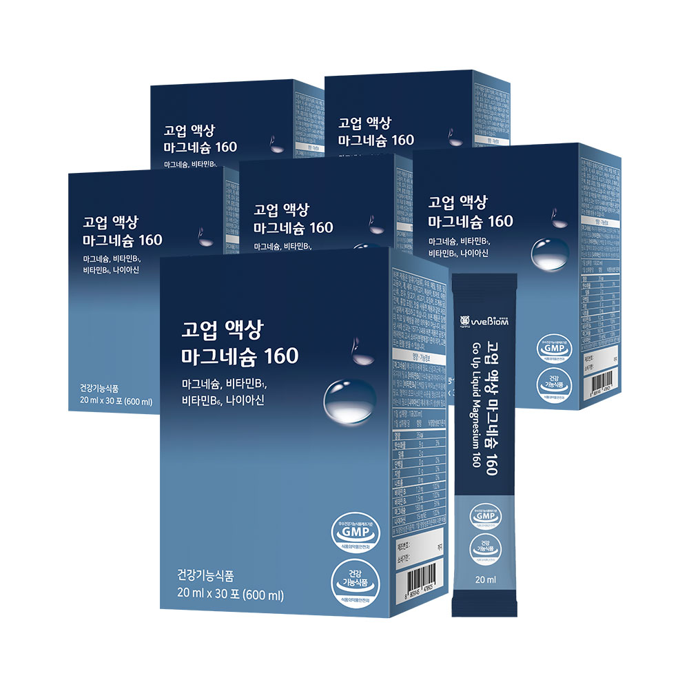 서울대 위바이옴 흡수에 용이한 글루콘산 액상 마그네슘 고업 액상 마그네슘160, 600ml, 6개 추천